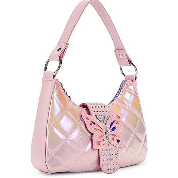 OMG ACCESSORIES ✨ Embellished Butterfly Quilted Shoulder Bag - Picture 3 of 8